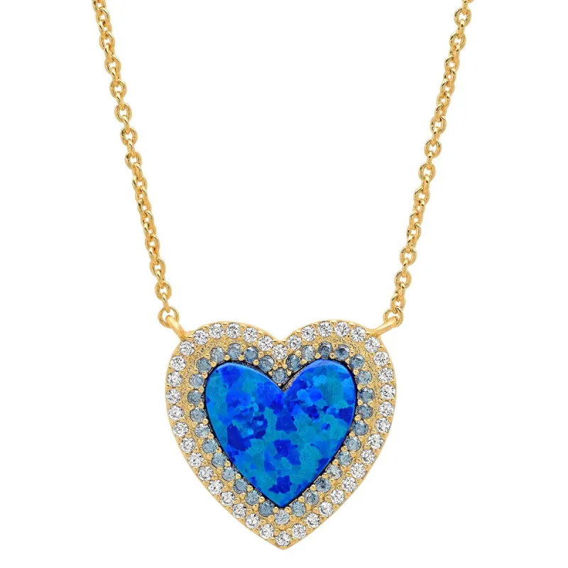 Opal Heart Pendant Necklace sold by Ruumur
