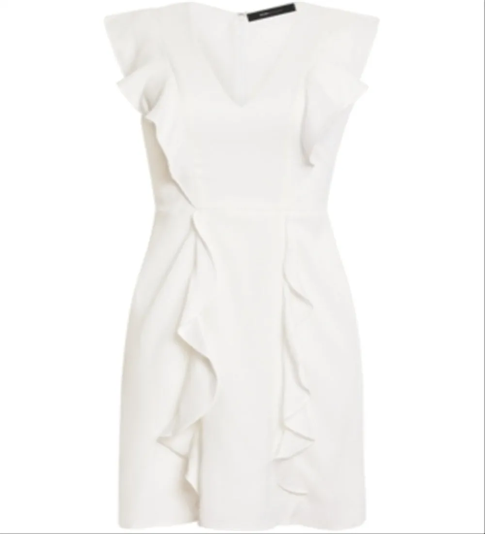 BCBGMAXAZRIA Women's Ruffled Sleeveless V Neck Mini Dress White Size 8 sold by Ruumur product image thumbnail 4