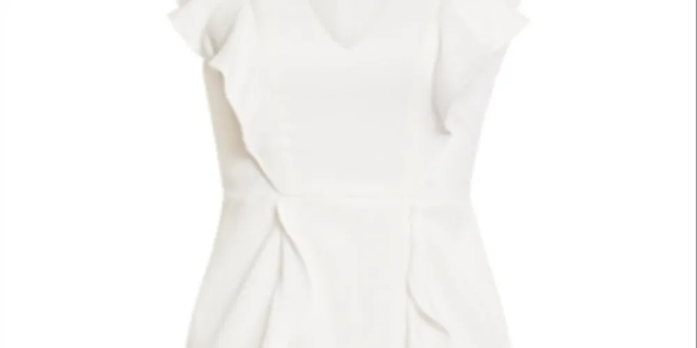 BCBGMAXAZRIA Women's Ruffled Sleeveless V Neck Mini Dress White Size 8 sold by Ruumur product image thumbnail 5