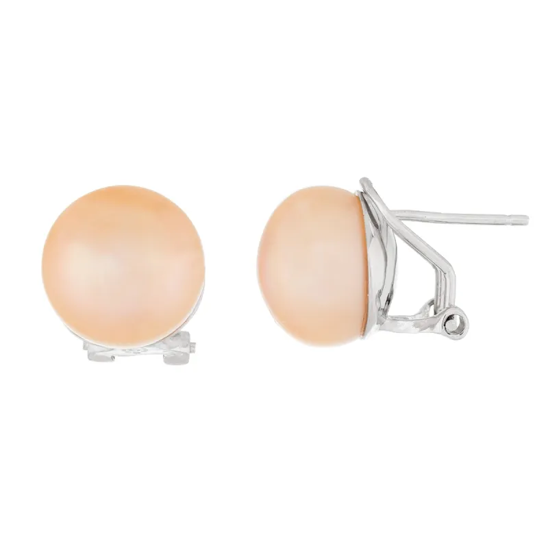 Splendid Pearls Omega Clip Large Pearl Stud Earrings sold by Ruumur