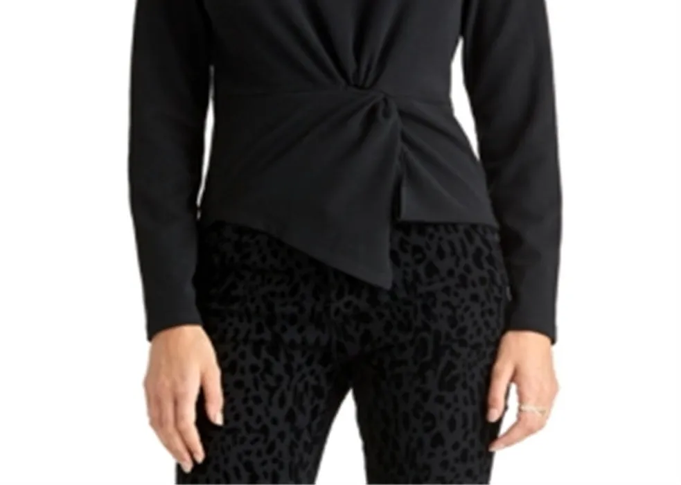 Rachel Roy Women's Knot Front Long Sleeve Jewel Neck Top Black Size Small sold by Ruumur product image thumbnail 3