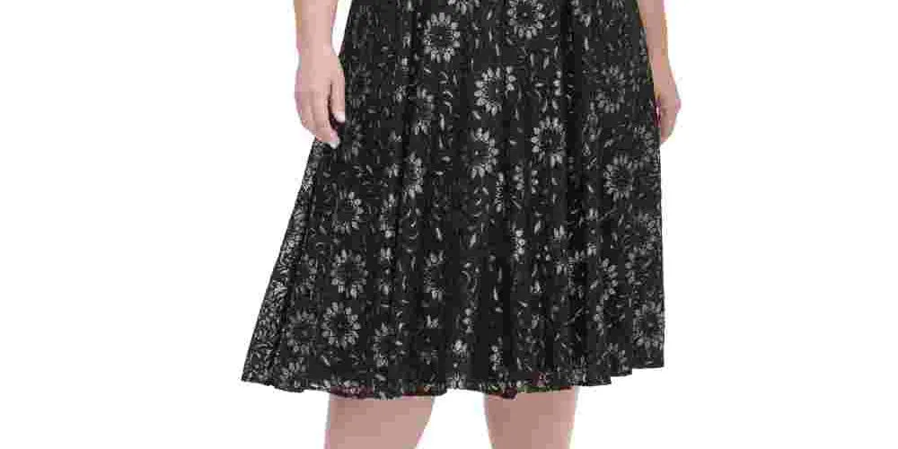 Tommy Hilfiger Women's Plus Sleeveless Lace Fit & Flare Dress Gray Size Petite Small sold by Ruumur product image thumbnail 3