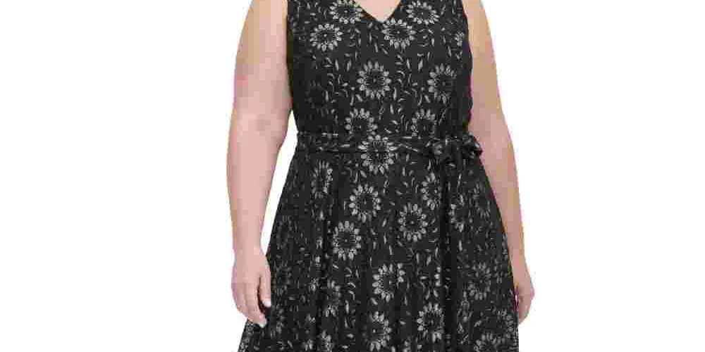 Tommy Hilfiger Women's Plus Sleeveless Lace Fit & Flare Dress Gray Size Petite Small sold by Ruumur product image thumbnail 2