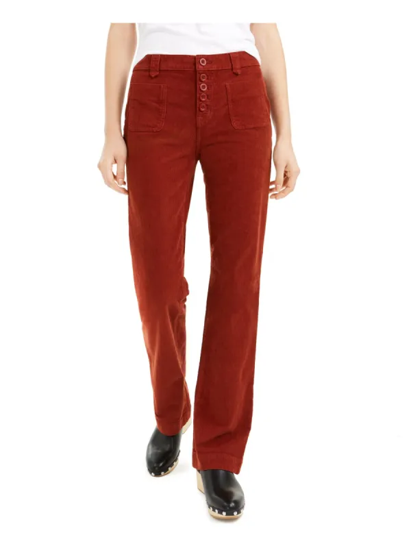 Lucky Brand Women's Po cketed Button Straight Leg Pants Brown Size 27 sold by Ruumur