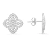 Sterling Silver Pave CZ Floral Stud Earrings sold by Ruumur