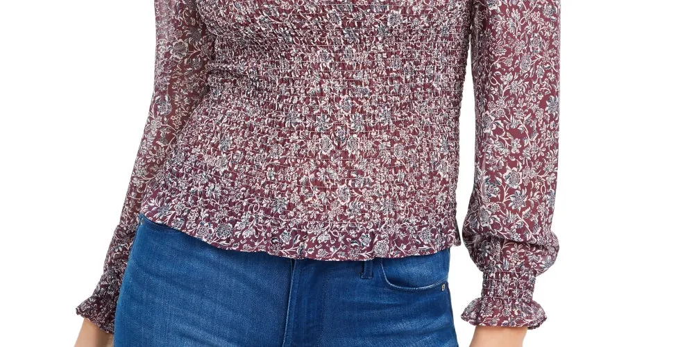 Q & A Women's Smocked Printed Top Purple Size Large sold by Ruumur product image thumbnail 3