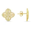 Sterling Silver Pave CZ Floral Stud Earrings sold by Ruumur