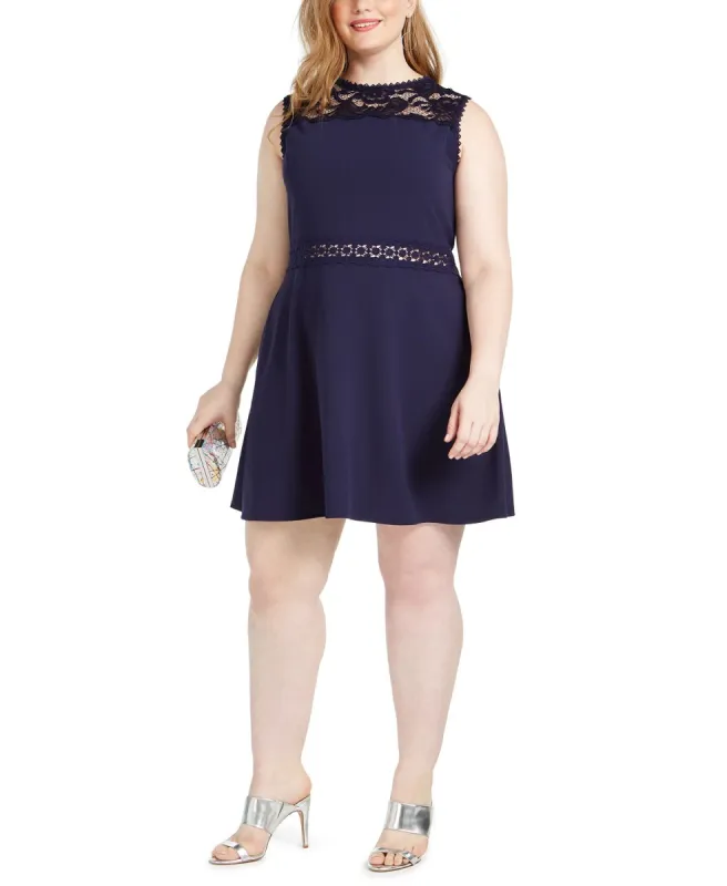 Speechless Women's Trendy Plus Size Lace-Trim A-Line Dress Dark Blue Size 24 sold by Ruumur