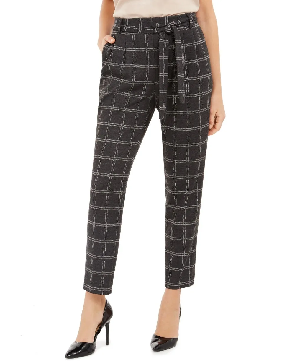Calvin Klein Women's Plaid Tie Waist Slim Fit Pants Black Size 6 sold by Ruumur