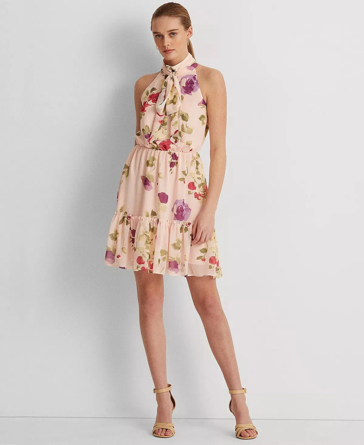 Ralph Lauren Women's Floral Chiffon Sleeveless Dress Pink Size 6 sold by Ruumur