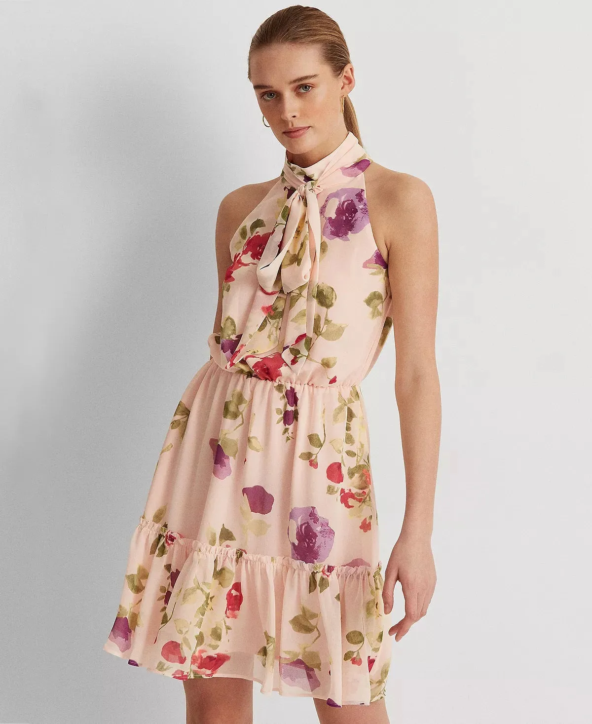 Ralph Lauren Women's Floral Chiffon Sleeveless Dress Pink Size 6 sold by Ruumur product image thumbnail 3