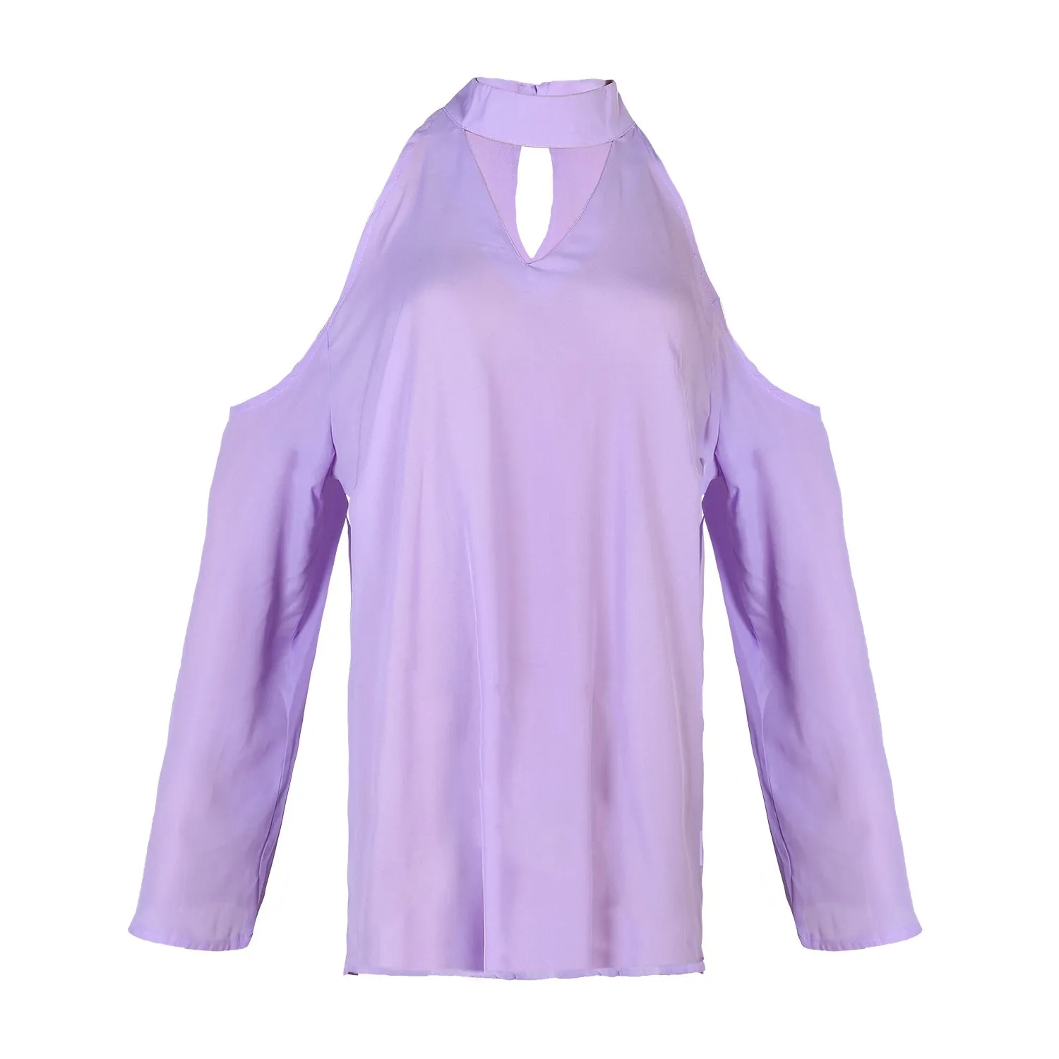 Women\'s Sexy Off The Shoulder Blouses Cold Shoulder Tops V-Neck Long Sleeve T-Shirt Solid Color Summer sold by Ruumur