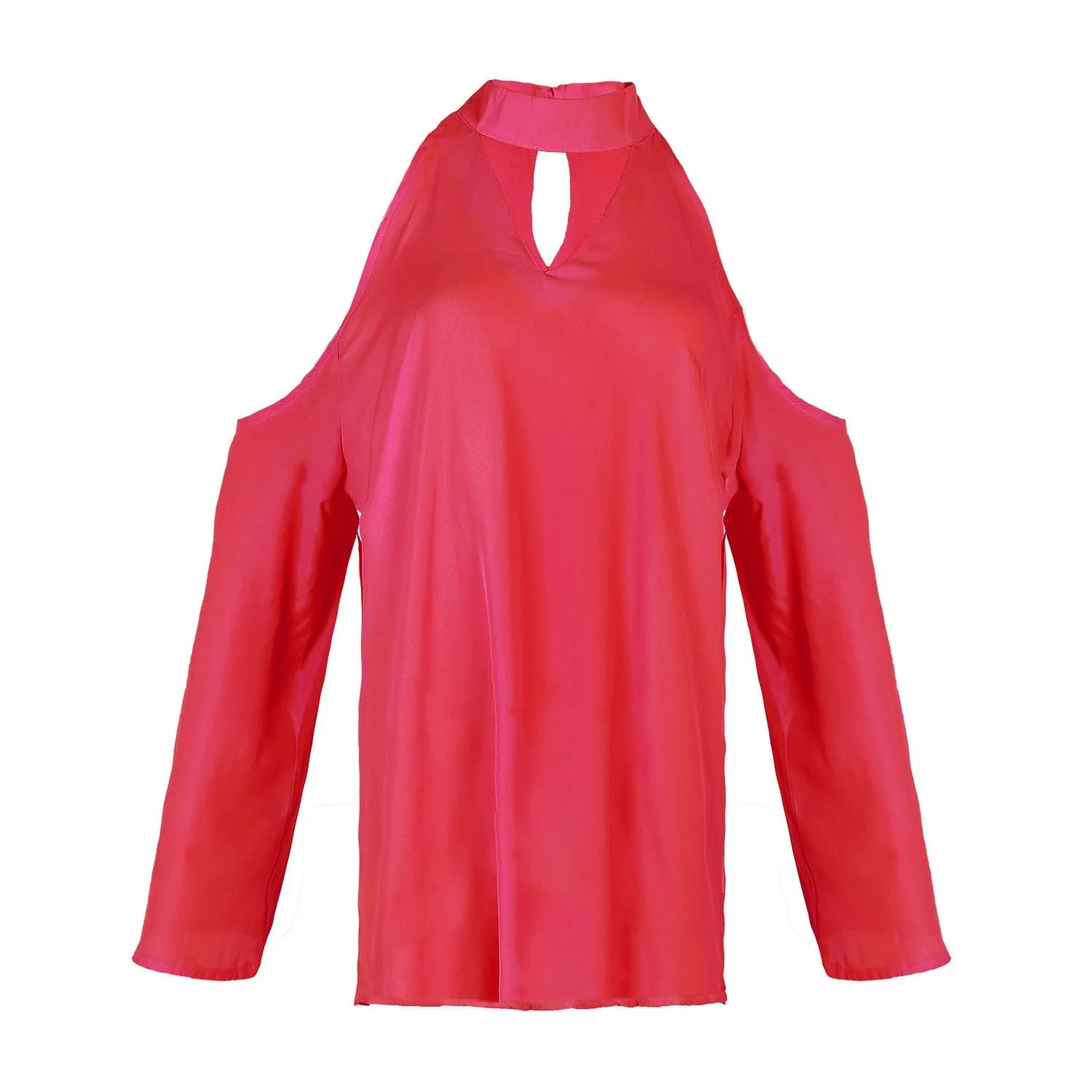 Women\'s Sexy Off The Shoulder Blouses Cold Shoulder Tops V-Neck Long Sleeve T-Shirt Solid Color Summer sold by Ruumur product image thumbnail 2