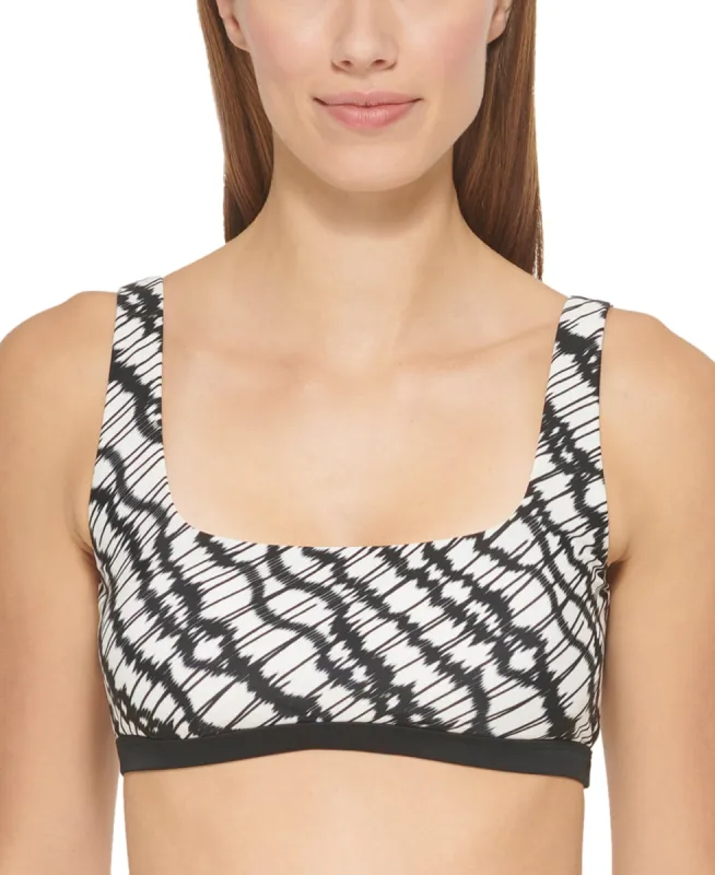 DKNY Women's Printed Square Neck Bikini Top Swimsuit Black sold by Ruumur