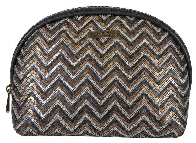 Joan & David Sequined Chevron Patterned Dome Cosmetic Bag sold by Ruumur product image thumbnail 2