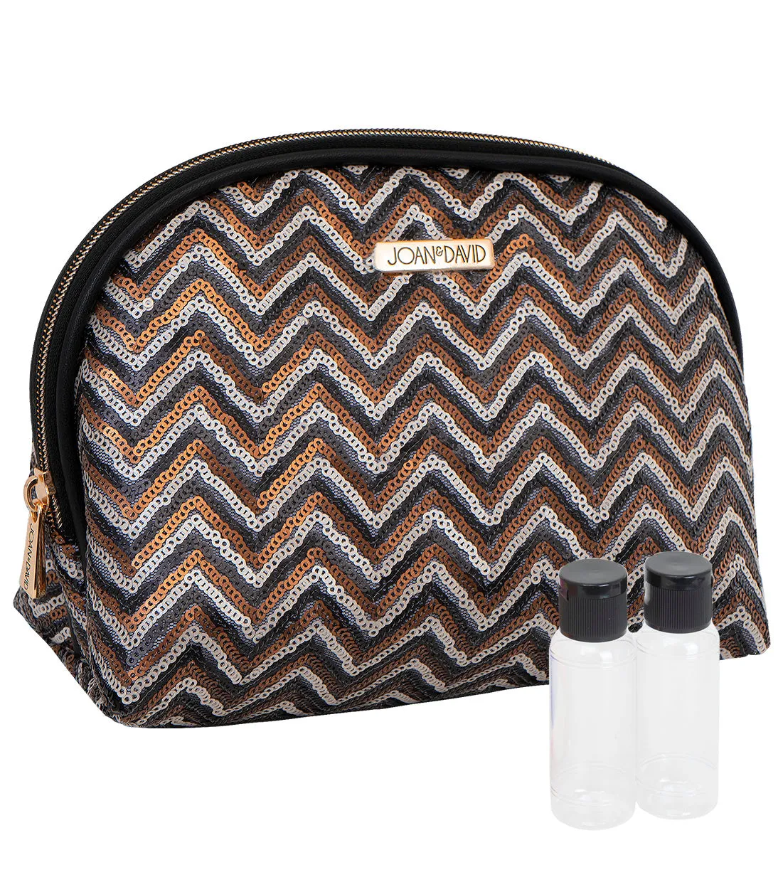 Joan & David Sequined Chevron Patterned Dome Cosmetic Bag sold by Ruumur