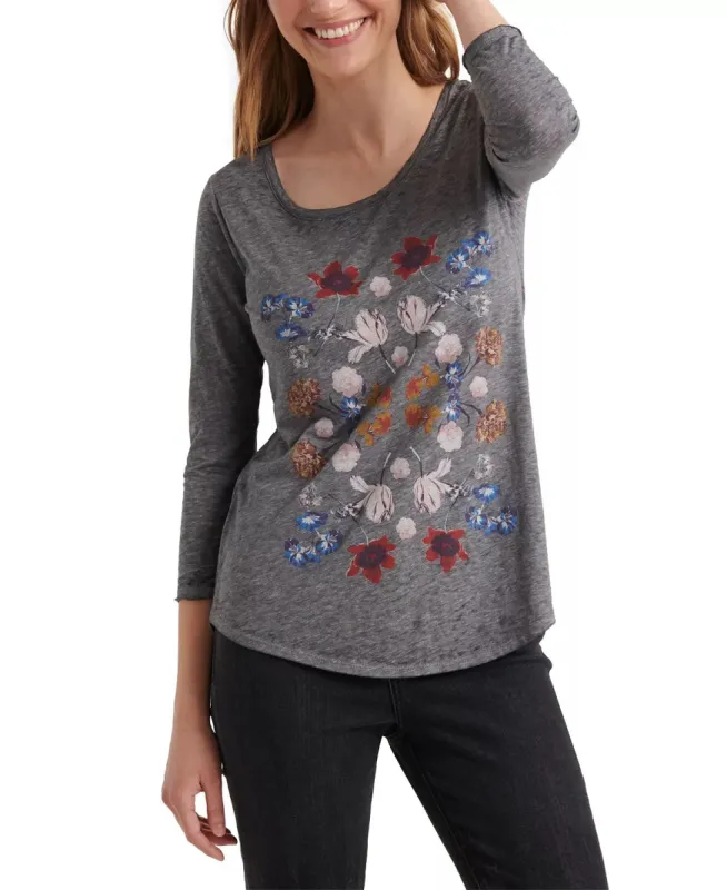 Lucky Brand Women's Floral Print Tee Gray Size Small sold by Ruumur