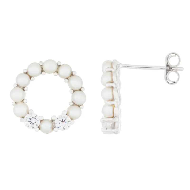 Splendid Pearls Sterling Silver Pearl Earrings ESR-483 sold by Ruumur