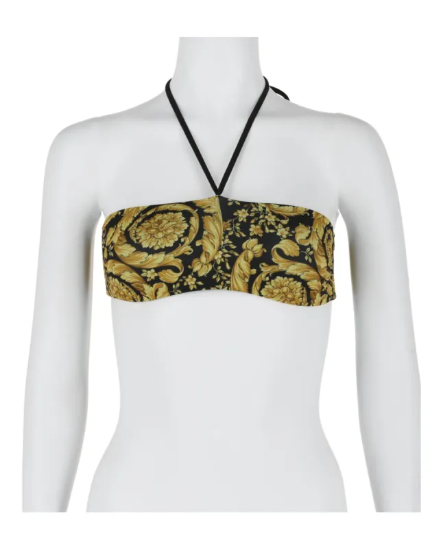 Versace Barocco Printed Bikini Top made by Ruumur