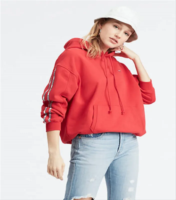 Levi's Women's Sleeve Tape Unbasic Hoodie Red Size Medium sold by Ruumur