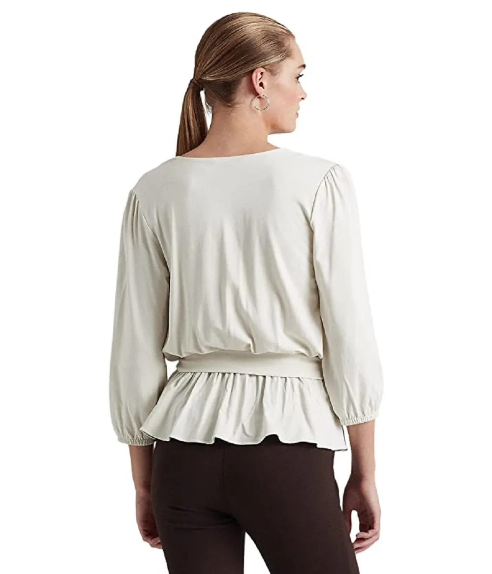 Ralph Lauren Women's Jersey Peplum Blouse White Size Medium sold by Ruumur product image thumbnail 2