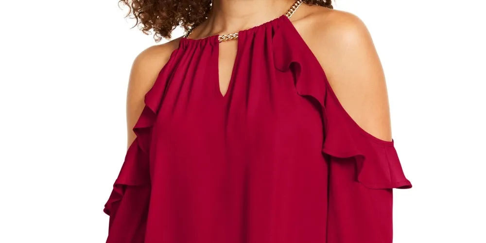 Thalia Sodi Women's Ruffled Cold-Shoulder Top Red Size Medium sold by Ruumur product image thumbnail 2