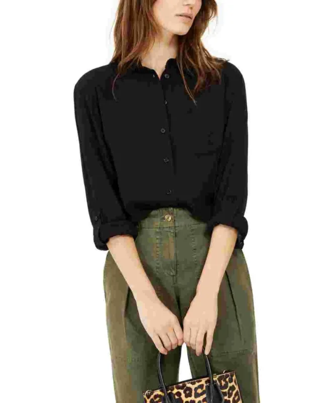 Michael Kors Women's Collared Dobby Shirt Regular & Petite Black Size X-Small made by Michael Kors