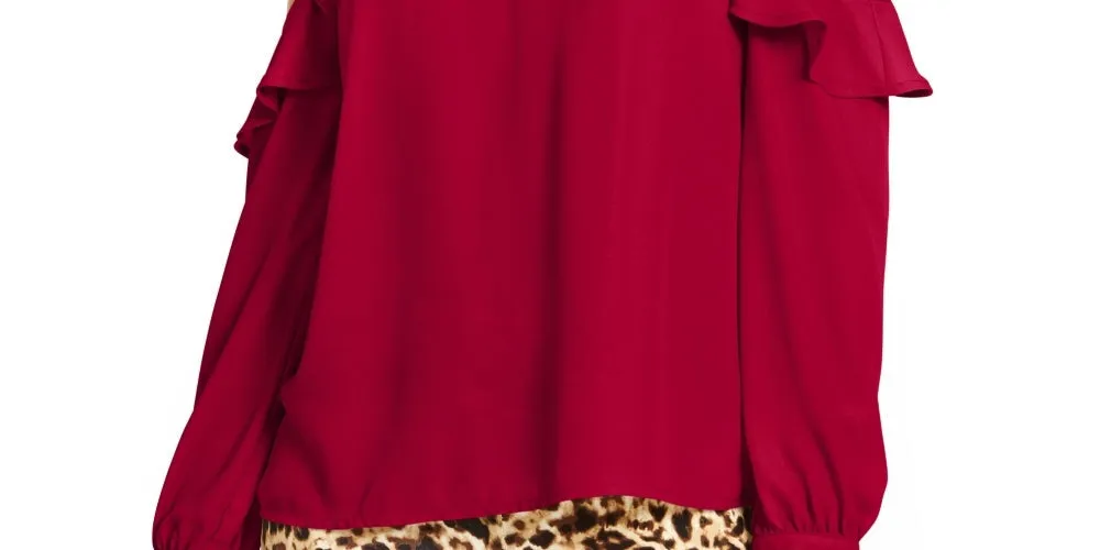 Thalia Sodi Women's Ruffled Cold-Shoulder Top Red Size Medium sold by Ruumur product image thumbnail 3