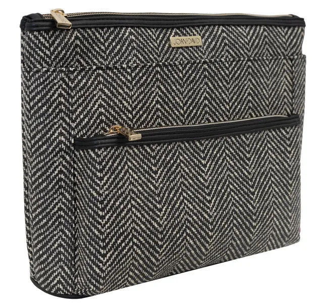 Joan & David Chevron Patterned Large Double Zip Pouch Cosmetic Bag sold by Ruumur product image thumbnail 3