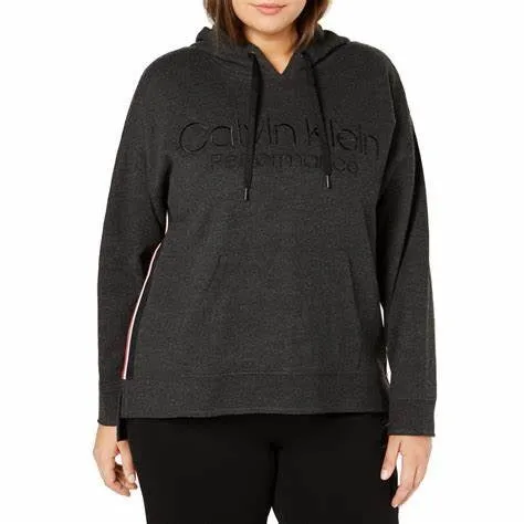 Calvin Klein Women's Performance Plus Logo Hoodie Grey Size 1X sold by Ruumur