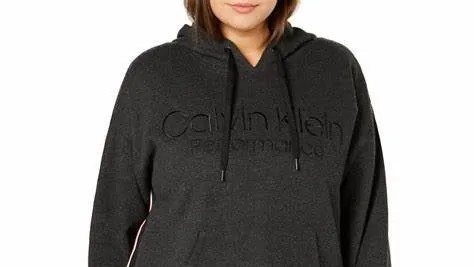 Calvin Klein Women's Performance Plus Logo Hoodie Grey Size 1X sold by Ruumur product image thumbnail 2