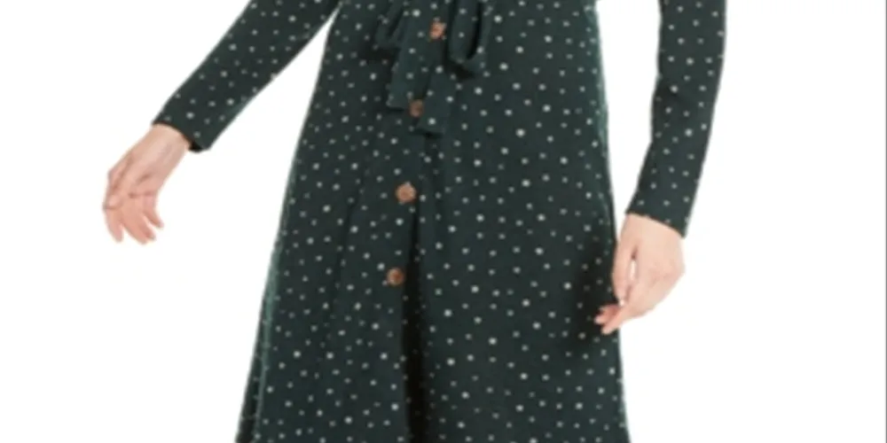 Monteau Women's Dot Wrap Dress Green Size -Petite M sold by Ruumur product image thumbnail 3