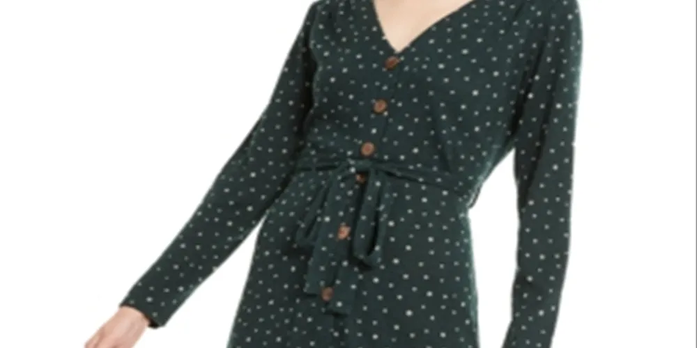 Monteau Women's Dot Wrap Dress Green Size -Petite M sold by Ruumur product image thumbnail 2