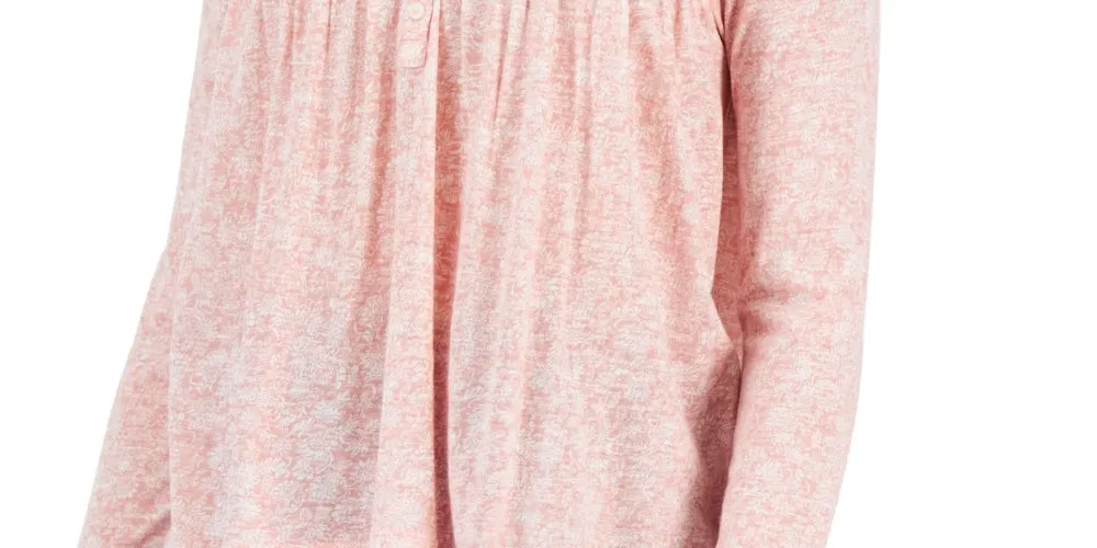 Style & Co Women's Knit Smocked Long Sleeve Top Pink Size Petite Large sold by Ruumur product image thumbnail 3