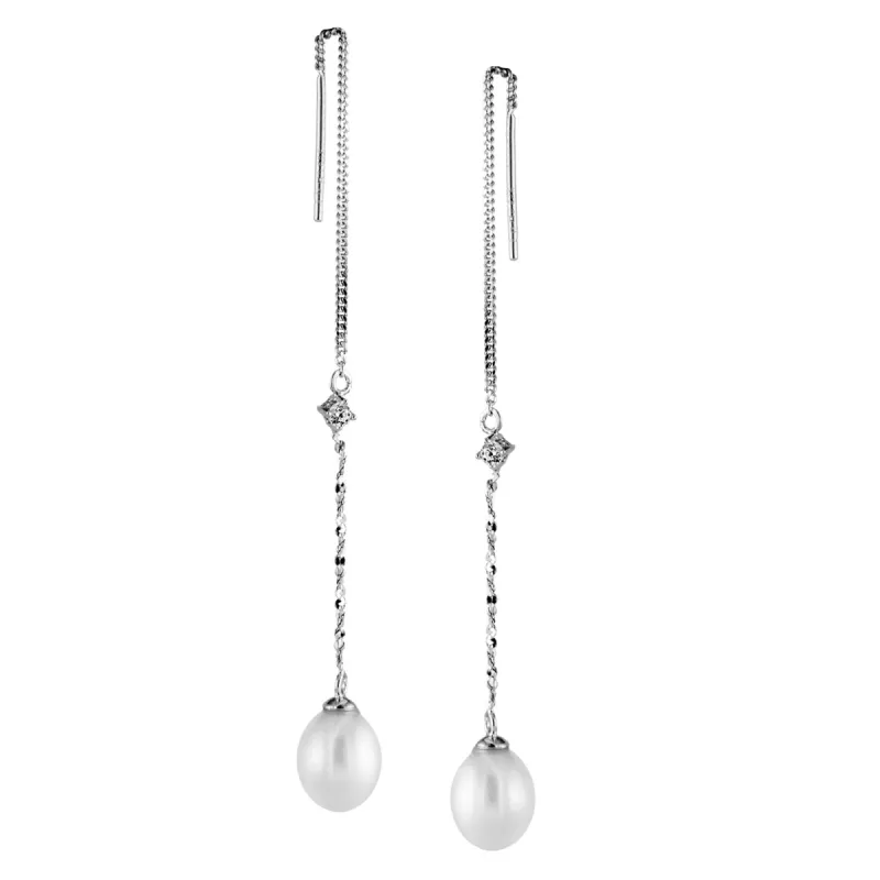 Splendid Pearls Sterling Silver Pearl Earrings ESR-426 sold by Ruumur