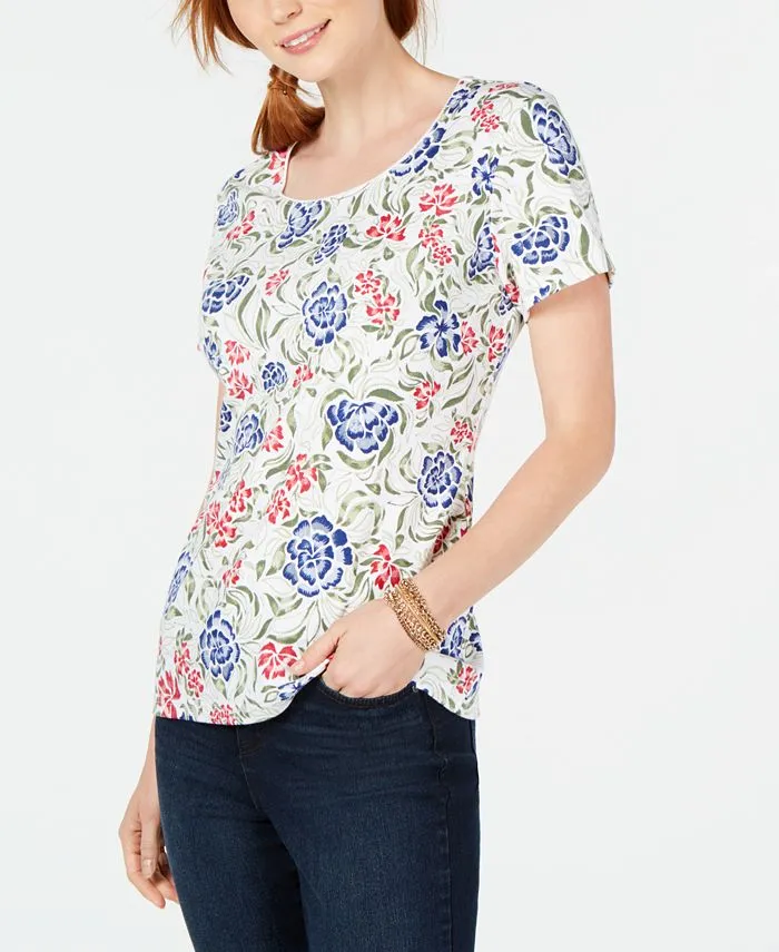 Karen Scott Women's Printed T-Shirt White Size Small sold by Ruumur