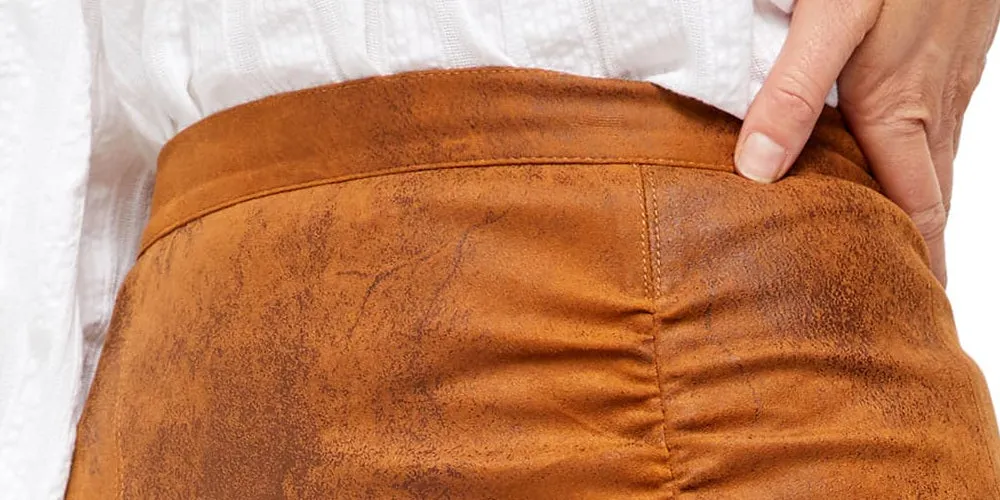 Free People Women's Ruched Faux Leather Mini Pencil Skirt Brown Size Medium sold by Ruumur product image thumbnail 5