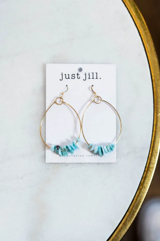 LARIMAR & GOLD EARRINGS sold by Ruumur