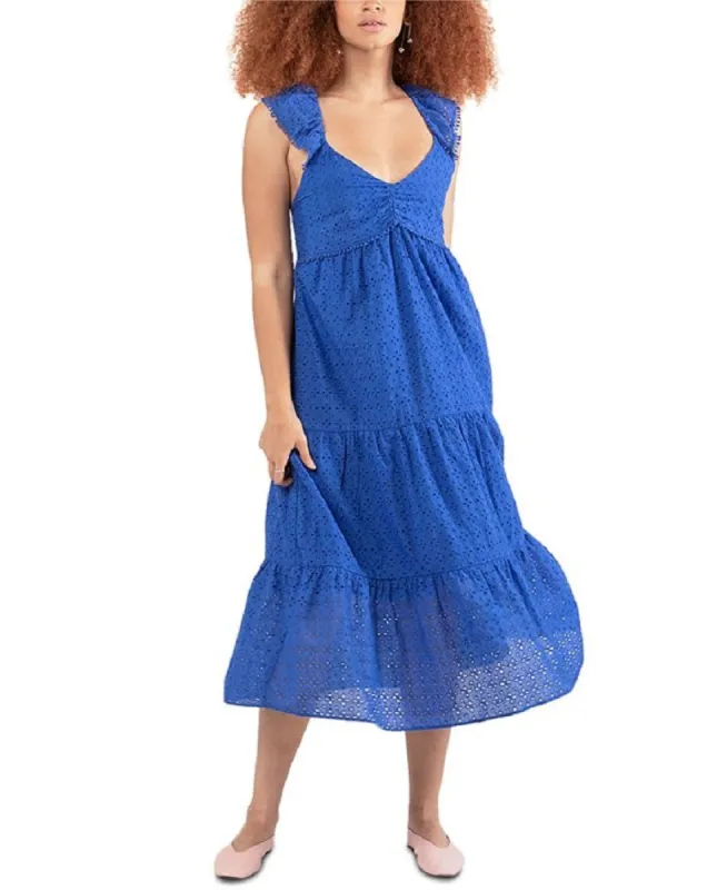 Black Tape Women's Women's Cotton Tiered Eyelet Dress Blue Size Small sold by Ruumur