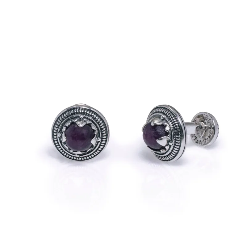 Konstantino Heonos Sterling Silver and Ruby Root Cufflinks MAKJ94-131-446 sold by Ruumur