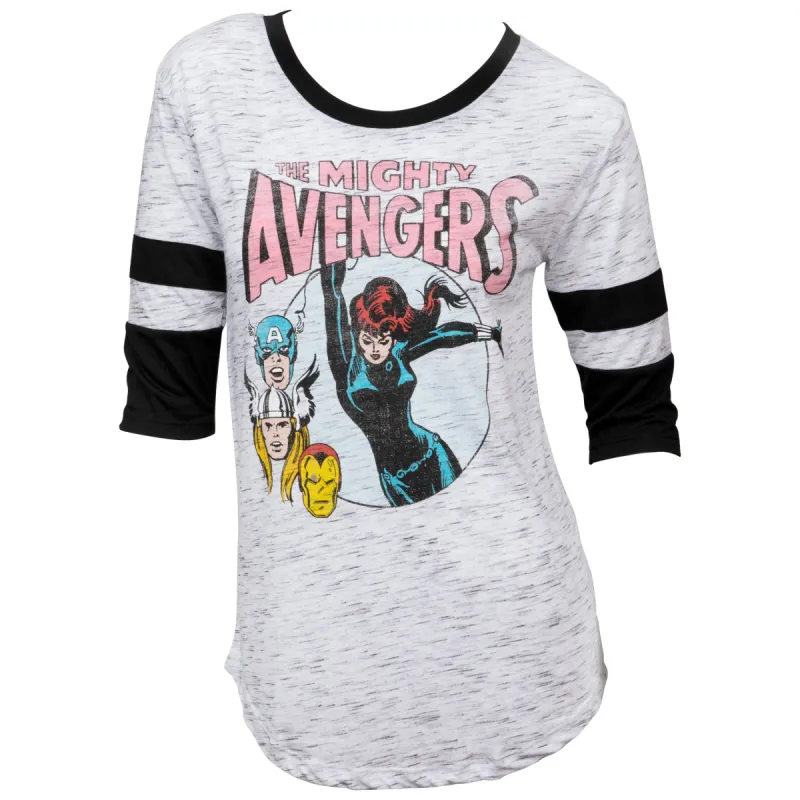 Marvel Avengers Black Widow Swinging Women's 3/4 Sleeve Scoop Neck Top made by Ruumur