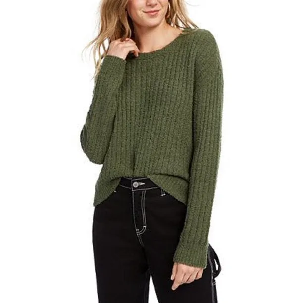 Crave Fame Juniors' Ribbed Cropped Sweater Green Size Extra Large sold by Ruumur