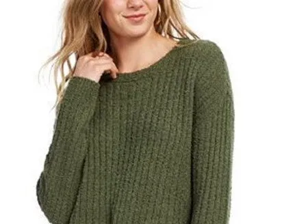 Crave Fame Juniors' Ribbed Cropped Sweater Green Size Extra Large sold by Ruumur product image thumbnail 2