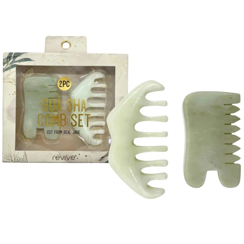 VYSN Revive 3 Piece Jade Gua Sha Combs & Storage Bag Set sold by Ruumur