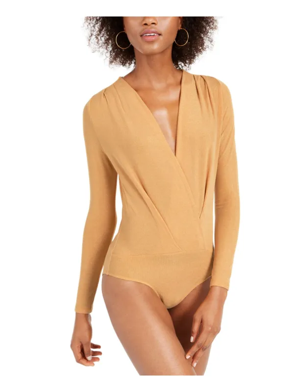 Kit & Sky Women's Metallic Surplice Bodysuit Yellow Size Medium sold by Ruumur