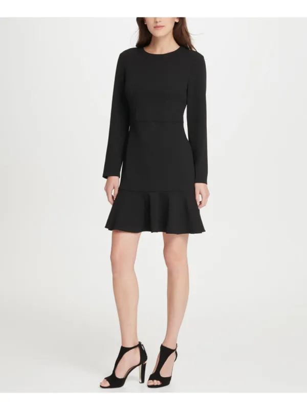 DKNY Women's Ruffled Long Sleeve Crew Neck Short Fit Flare Party Dress Size Black Size 8 sold by Ruumur