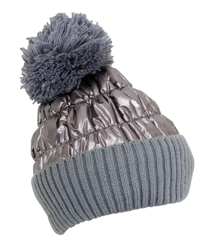 Rebecca and Rifka Puffer Pompom Beanie (BW-108-CHARCOAL) sold by Ruumur