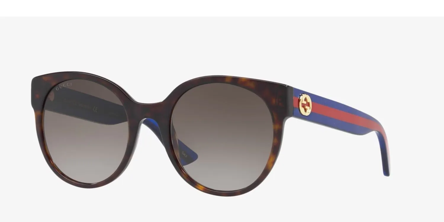 Gucci Round Frame Sunglasses 54MM - Havana/Blue/Brown sold by Ruumur