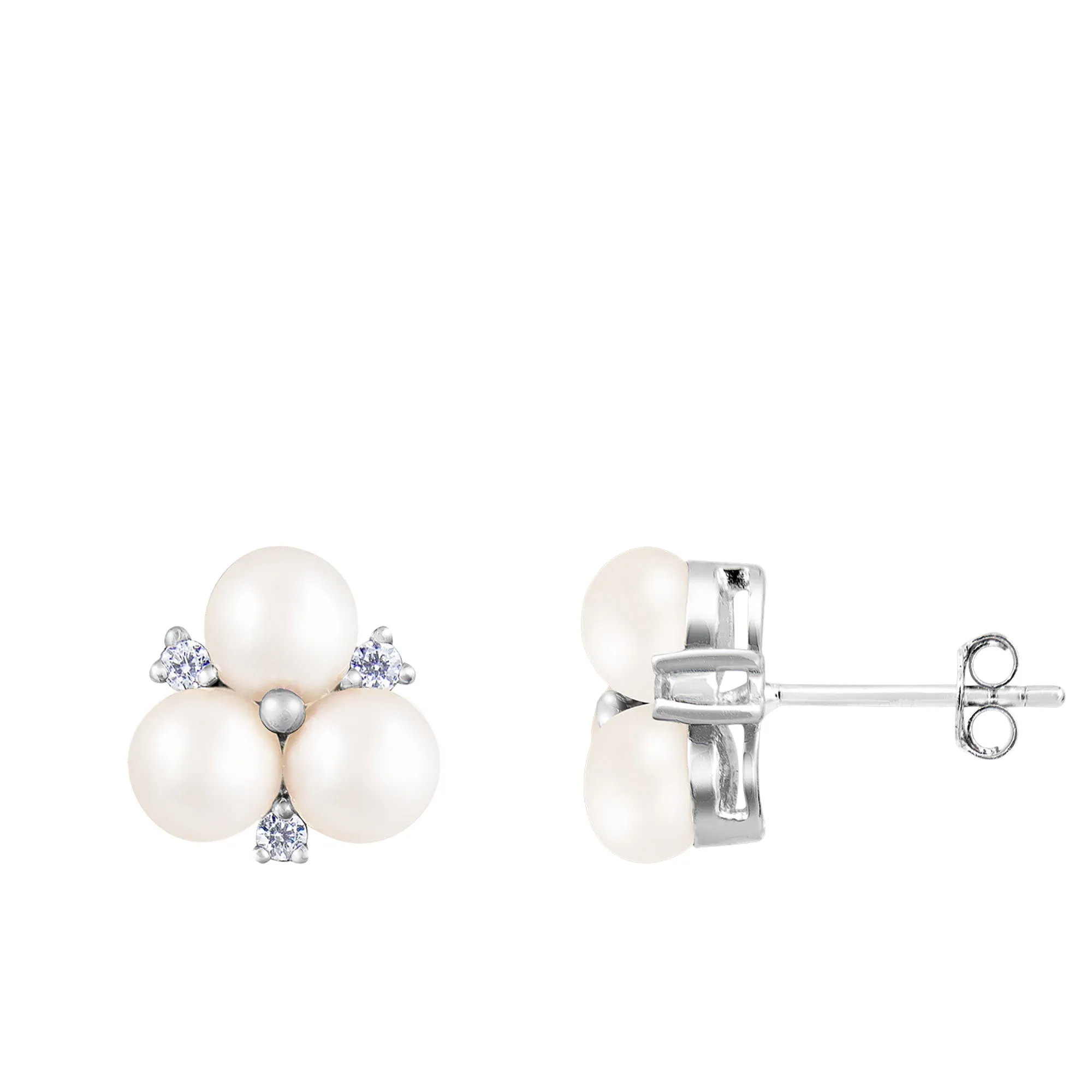 Splendid Pearls Sterling Silver Pearl Earrings ESR-48W sold by Ruumur