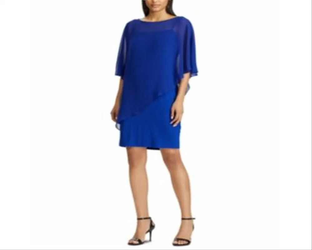 Ralph Lauren Women's Chiffon Overlay Jersey Shift Dress Blue Size 12 sold by Ruumur
